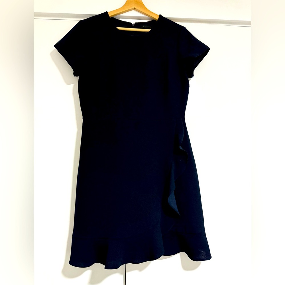 Club Monaco Navy Ruffle Mini Dress